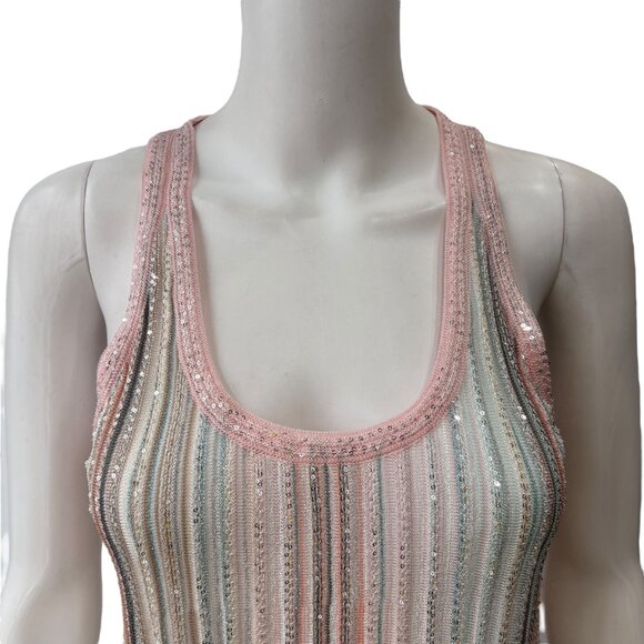 $1120 Missoni Multi Sequin Pleated Striped Lurex Tank Top size IT 42/6 - Picture 5 of 10